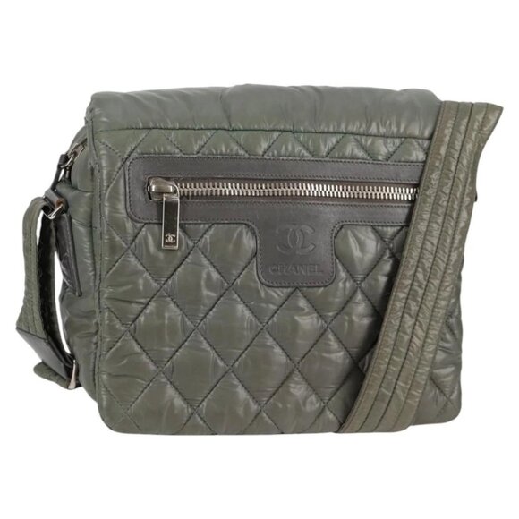 CHANEL Matelasse Cococoon Shoulder Bag Nylon Khaki CC - Picture 1 of 15